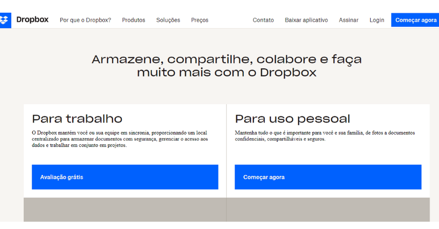 Dropbox é uma escolha fantástica para armazenamento clous de uso pessoal