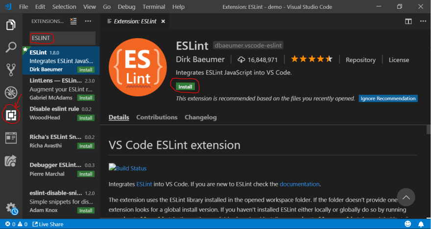 ESLint vscode - Melhores Extensões Para Visual Studio Code