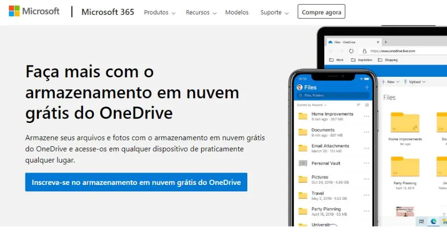 O Microsoft OneDrive é um serviço de armazenamento em nuvem online da Microsoft.